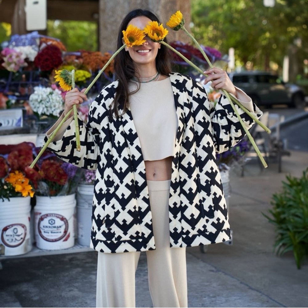 Future Collective x Jenny K Lopez Geo Print Patterned Quilted Jacket, S/M - NWT!